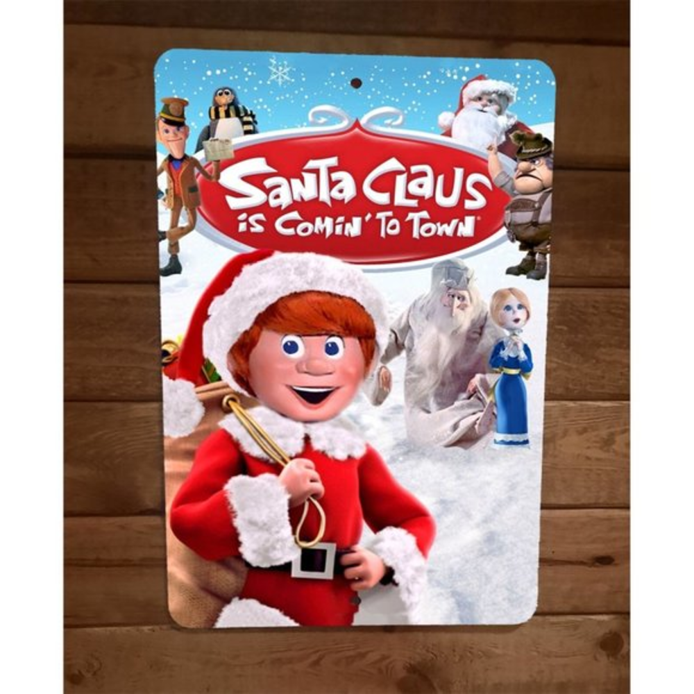Santa Clause is Coming to Town Christmas Xmas 8x12 Metal Wall Sign Poster